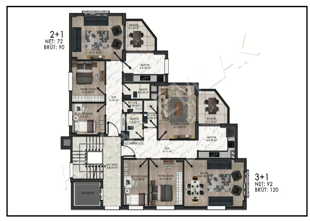 AKYAR EMLAK'dan Satılık Topraktan Satılık 2+1 & 3+1 Daireler — 2